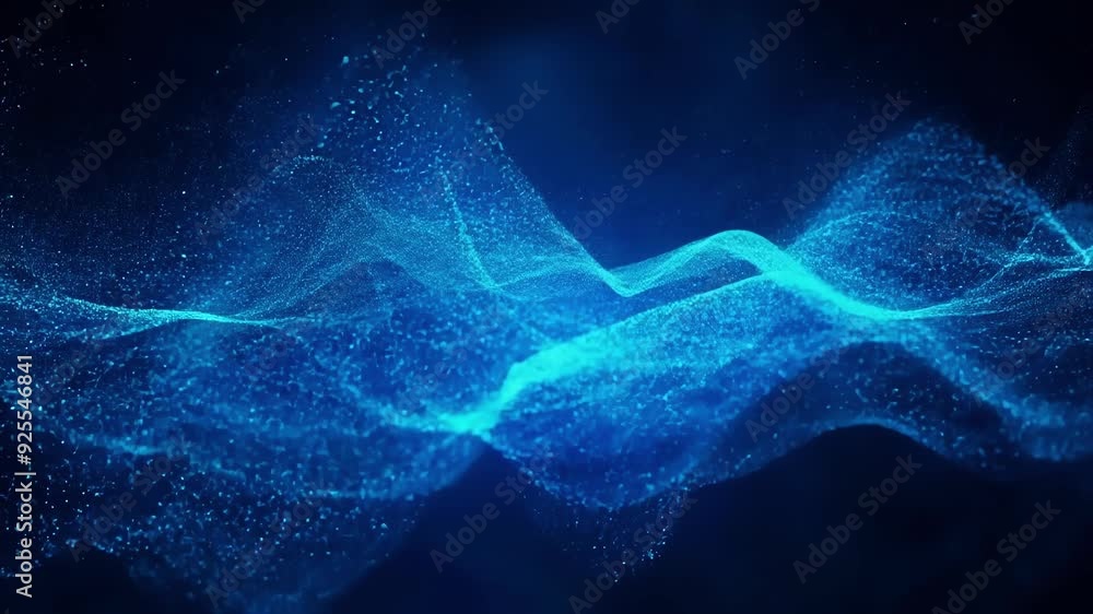 Poster this animated background has an otherworldly feel with iridescent blue particles cascading and fadin