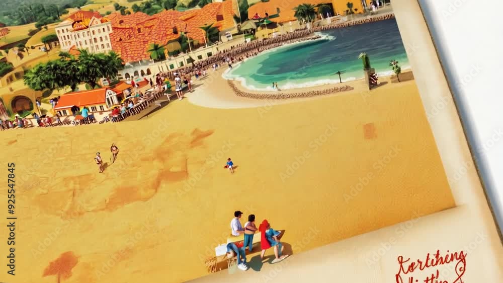 Poster Retro Beach Scene Capturing Relaxation by the Seaside in Summer Generative AI