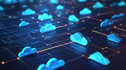 Obraz premium Cloud computing concept showcasing system integration and communication networks. 