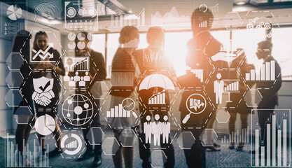 Risk Management and Assessment for Business Investment Concept. Modern interface showing symbols of strategy in risky plan analysis to control unpredictable loss and build financial safety. uds