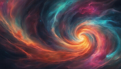 A swirling, abstract nebula in deep space, with vibrant colors blending seamlessly into one another