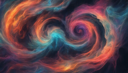 A swirling, abstract nebula in deep space, with vibrant colors blending seamlessly into one another