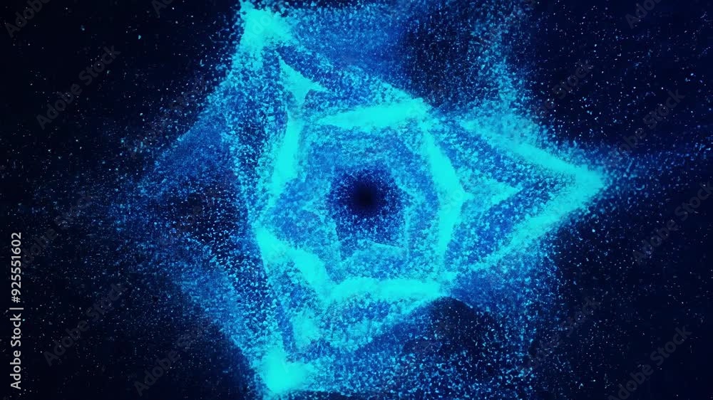 Aufkleber a dynamic and visually striking background with animated blue particles shifting and changing shape.