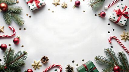 Christmas and New Year background. Top view, flat lay, copy space.