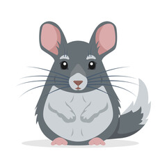 Cute grey Chinchilla icon. Fluffy pet chinchilla. Rodent animal. Vector illustration isolated on white background.