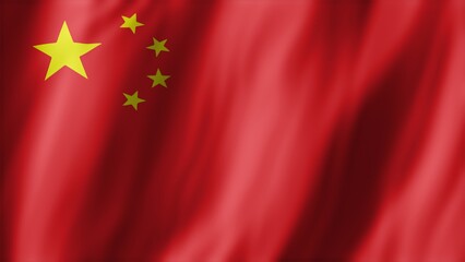 Chinese national flag, showcasing red field and five yellow stars, waving, patriotic concept. People Republic of China flag fluttering in wind, used for propaganda reasons, 3D rendering