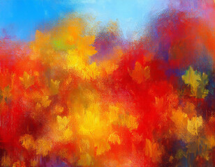 Fototapeta premium Blurred Autumn Colors Frosted Window View of Distant Foliage in Soft Focus