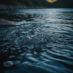 The sun sets over a still pond, casting a golden light over the glassy surface of the water