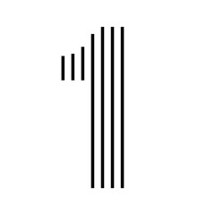 Number 1 Logo with Vertical Striped Line Pattern