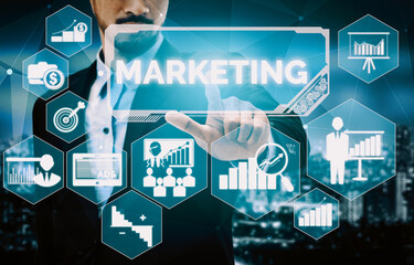 Digital Marketing Technology Solution for Online Business Concept - Graphic interface showing...