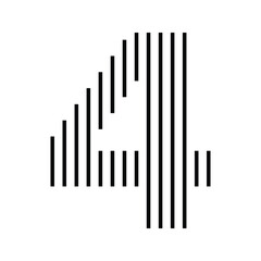 Number 4 with Abstract Line Pattern