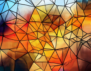 Fototapeta premium Blurred Autumn Colors Frosted Window View of Distant Foliage in Soft Focus