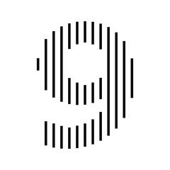 Number 9 with Abstract Line Pattern