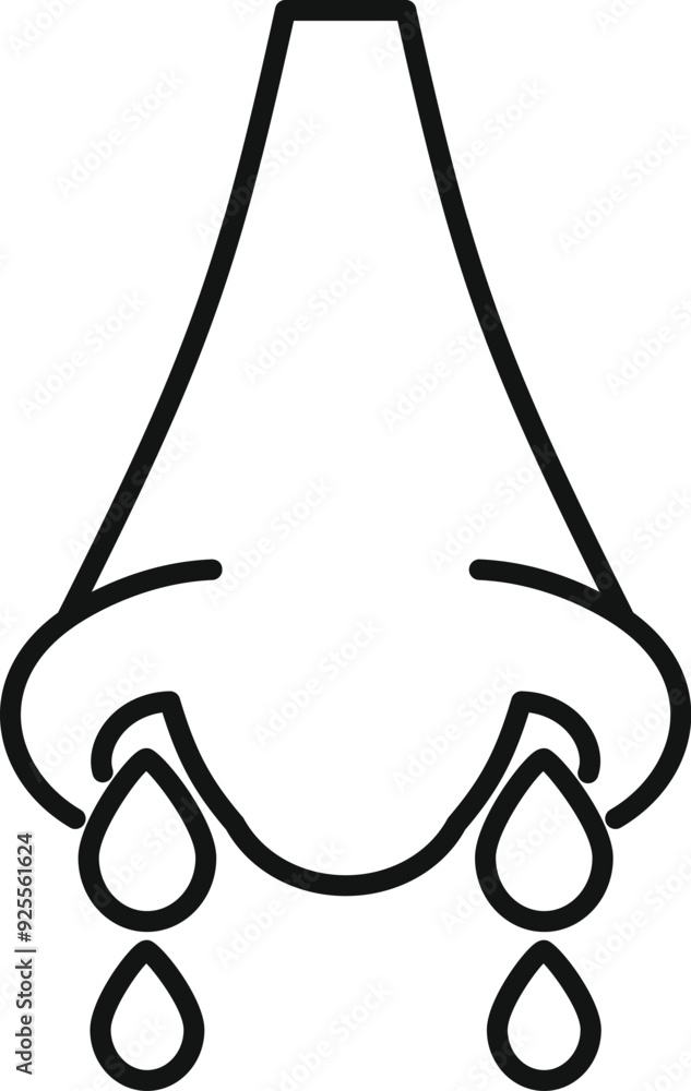 Aufkleber simple line vector icon representing a runny nose, ideal for websites and apps related to health and