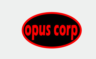 VECTOR RETRO OPUS CORP LETRAS DE COLOR  ROJO Y FONDO NEGRO.