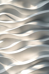 Obraz premium 3D illustration texture of white pattern waves light and shadow. Wall decorative panel