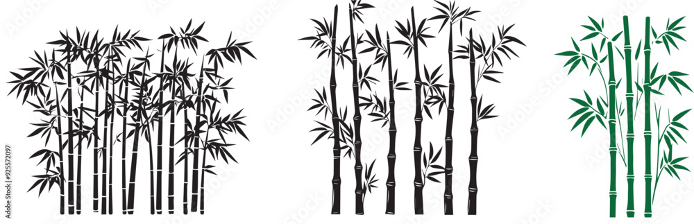 Wall mural bamboo forest background silhouette, silhouette vector of bamboo sticks vector