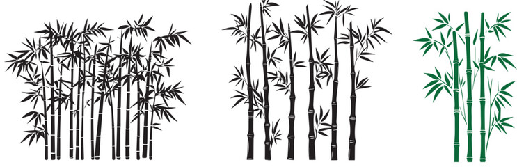 Bamboo forest background silhouette, silhouette vector of bamboo sticks vector