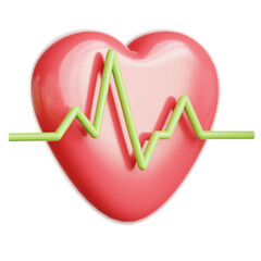 3d health care icon concept, heart cardiograph icon