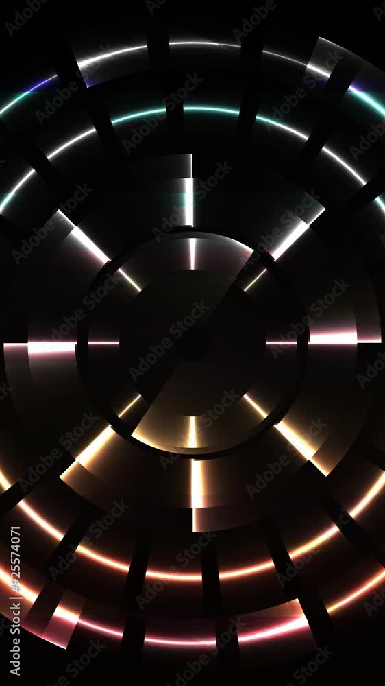 Poster abstract golden circle lines animated on dark background