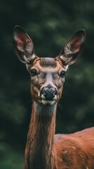 Obraz premium A deer stares directly at the camera. AI.
