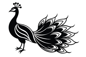 peacock style rangoli design vector silhouette 