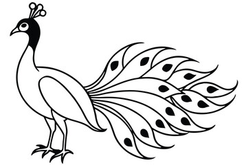 peacock style rangoli design vector silhouette 