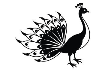 peacock style rangoli design vector silhouette 