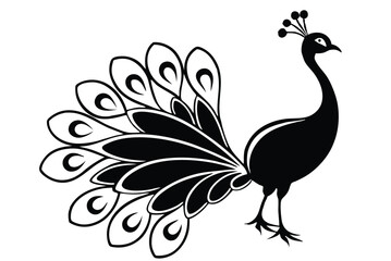 peacock style rangoli design vector silhouette 
