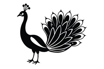 peacock style rangoli design vector silhouette 