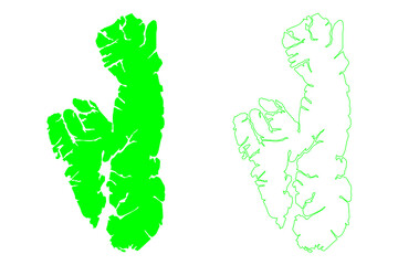 Wellington island ( Republic of Chile, South and Latin America) map vector illustration, scribble sketch Isla Wellington map