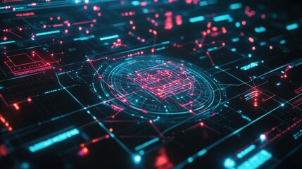 A futuristic network interface with glowing digital elements, representing the user experience in network technology.