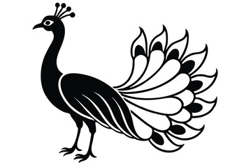 peacock style rangoli design vector silhouette 