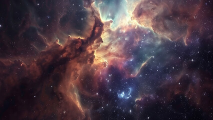 Fototapeta premium Cosmic Nebula Explosion in Deep Space with Stars and Swirls