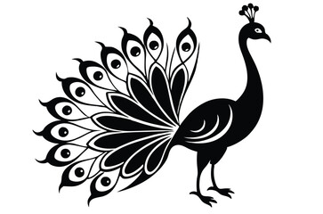peacock style rangoli design vector silhouette 