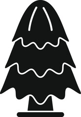 Simple black vector icon of a coniferous tree, perfect for representing nature, forests, or outdoor environments