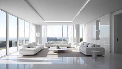 Designing a Luxurious Futuristic Interior with Sleek Lines, Panoramic Windows, and Minimalist Elegance in Ultra-Realistic Detail Using Generative AI