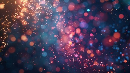 Abstract colored festive firework background in the night sky. Firecrackers and sparks isolated on blue background.