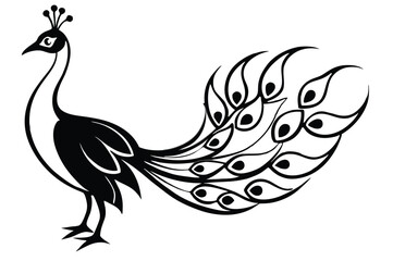 peacock style rangoli design vector silhouette 