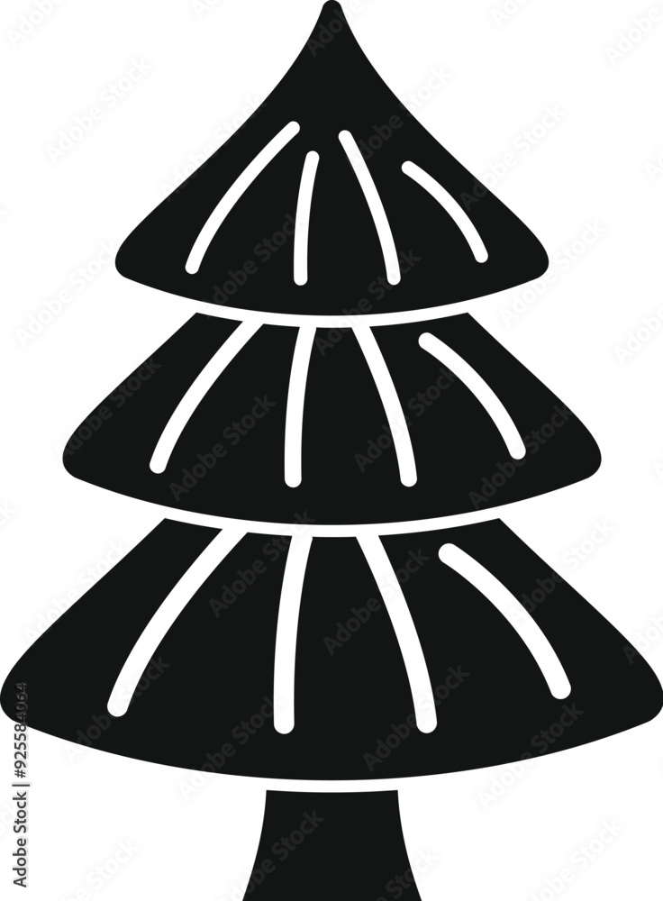 Poster black silhouette of a fir tree with a trunk and three tiers of branches