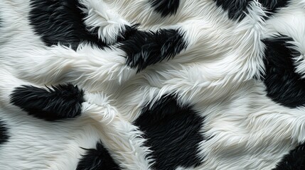 Black and White Fur Texture Close-Up - Realistic, Soft Animal Fur Pattern for Fashion, Interior Design, and Backgrounds - Ideal for Marketing, Web Banners, and Textures with a Bold, Classic Aesthetic
