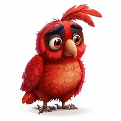 Fototapeta premium Cardinal Guilt emotion fantasy animal cartoon isolated whitebackground