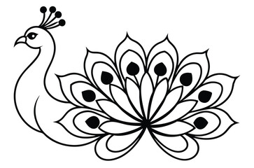 peacock style rangoli design vector silhouette 