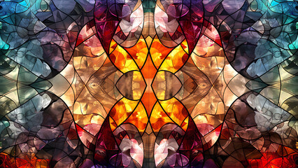Intricate Kaleidoscope Pattern with Rich Colorful Stained Glass Effect