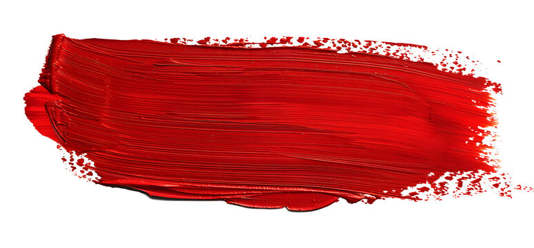 Red stroke of paint isolated on transparent background