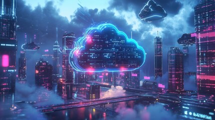 Fototapeta premium futuristic Cloud Server