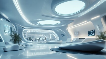 Obraz premium futuristic office Cloud Hosting