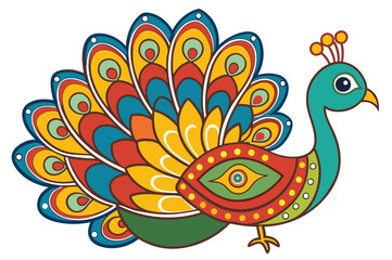 peacock style rangoli design vector silhouette 