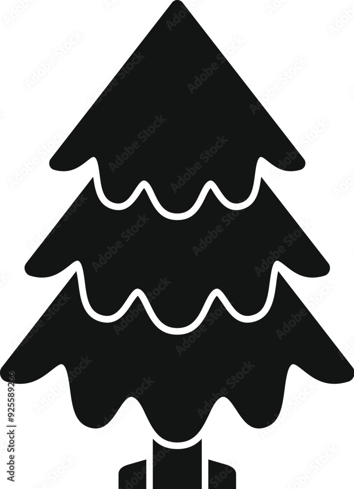 Poster black simple icon of a pine tree growing with three branches