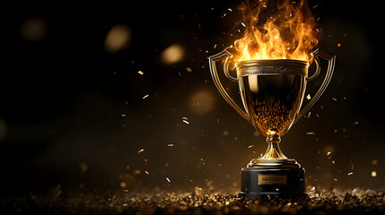 A fiery trophy symbolizing victory and achievement.